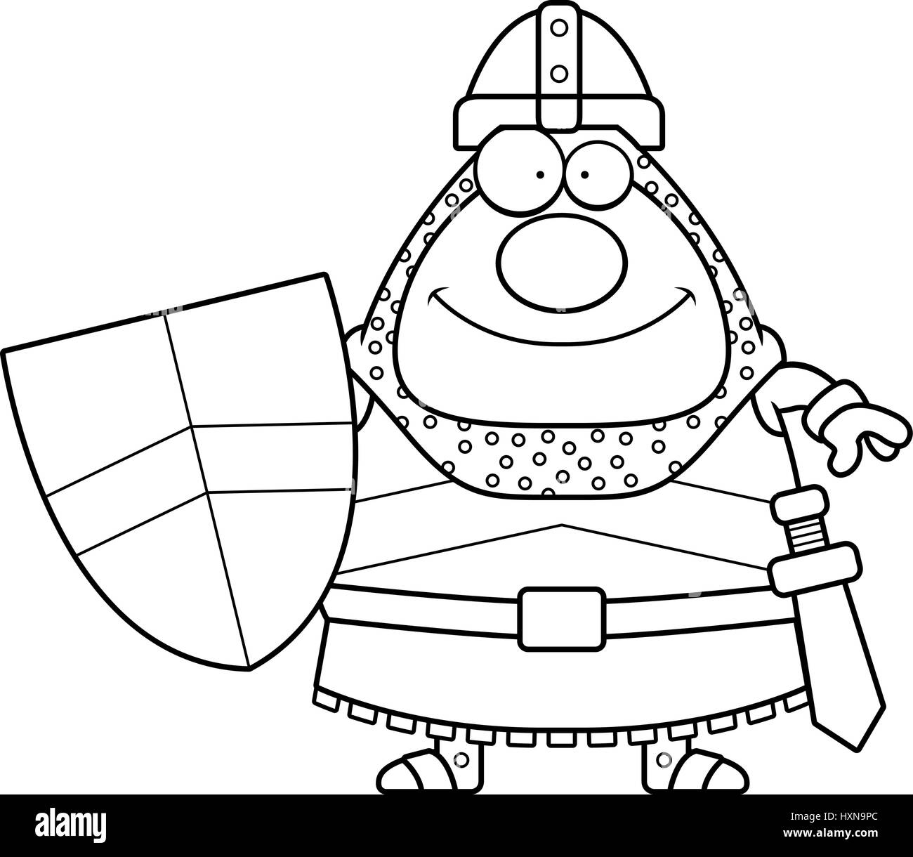Illustration d'une caricature d'un chevalier en souriant. Illustration de Vecteur