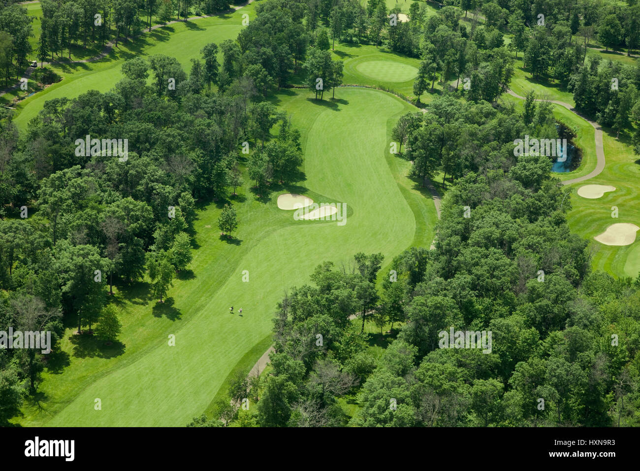 Une vue aérienne d'un terrain de golf au Minnesota Banque D'Images