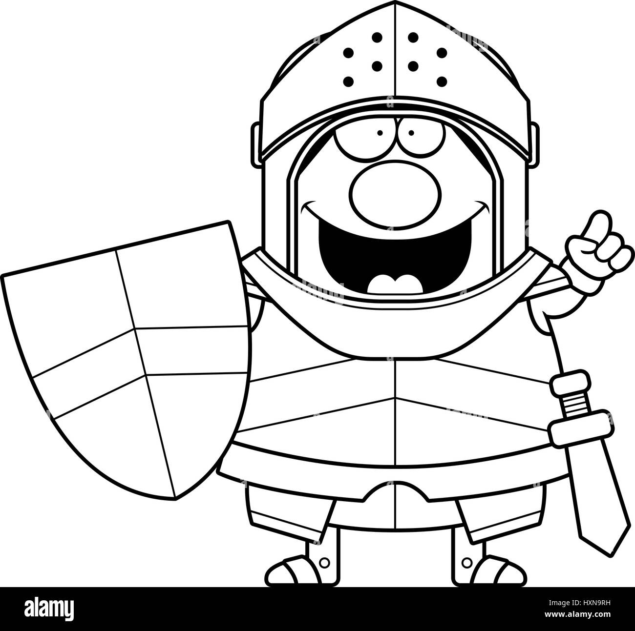 Illustration d'une caricature d'un chevalier avec une idée. Illustration de Vecteur