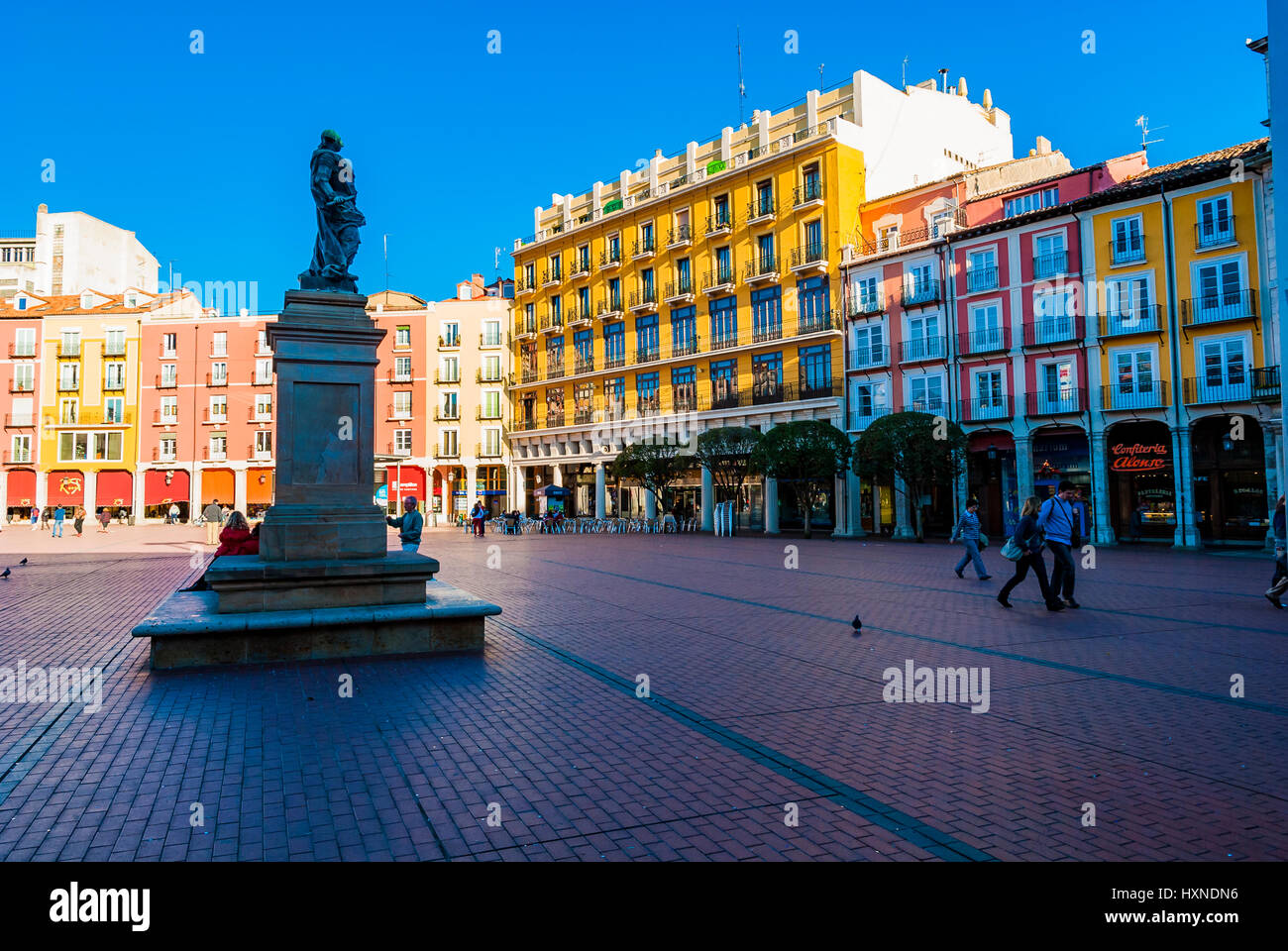 Main Square au coucher du soleil. Burgos, Castille et Leon, Espagne, Europe Banque D'Images