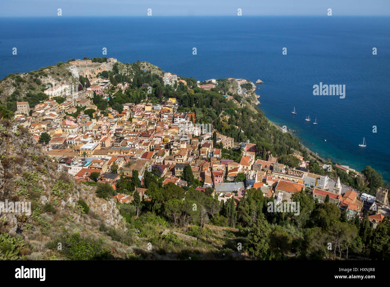 Vue aérienne de Taormine - Sicile, Italie Banque D'Images
