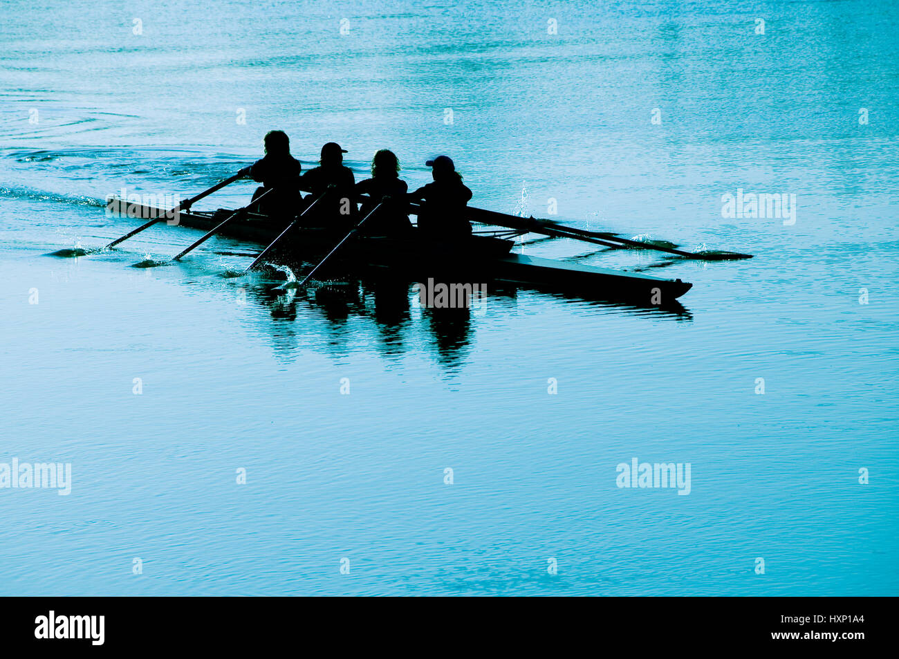 Équipe de quatre femmes aviron Banque D'Images