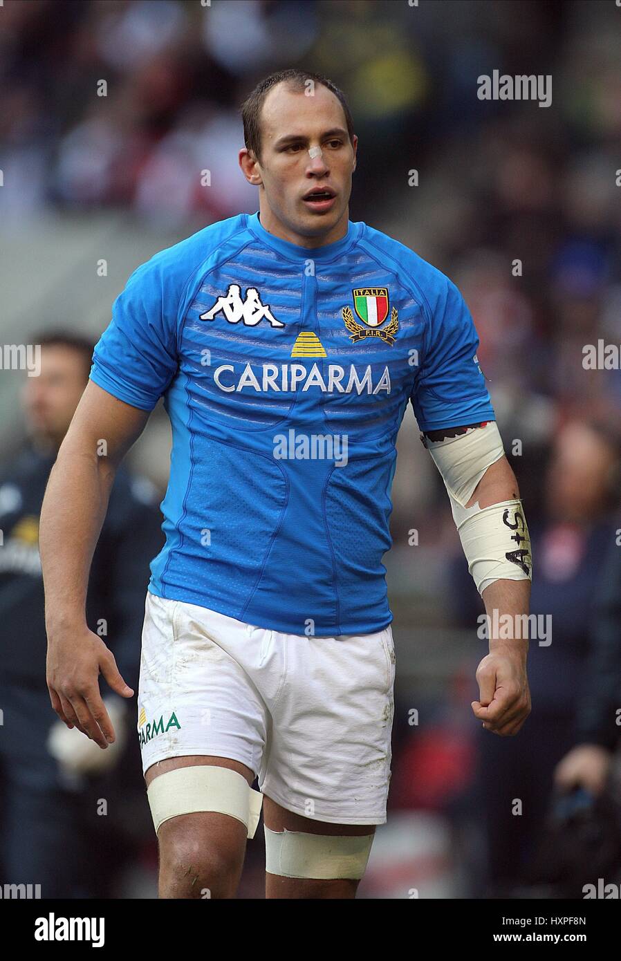 SERGIO PARISSE ITALIE & STADE DE TWICKENHAM MIDDLESEX ANGLETERRE FRANCE RU 07 Février 2009 Banque D'Images