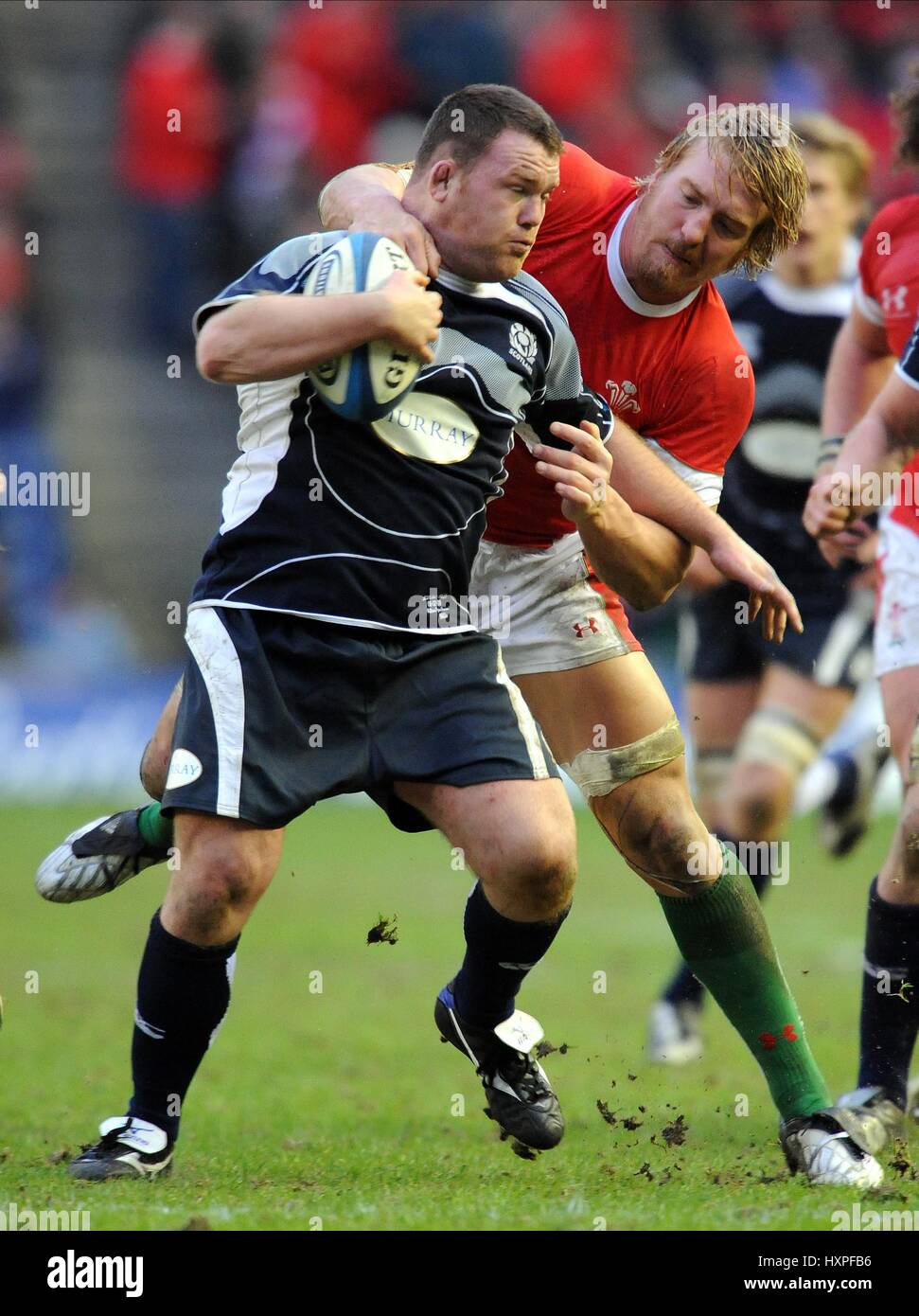 ALLAN JACOBSEN & Andy Powell en Écosse et le stade de Murrayfield ÉDIMBOURG EDIMBOURG ECOSSE 08 Février 2009 Banque D'Images