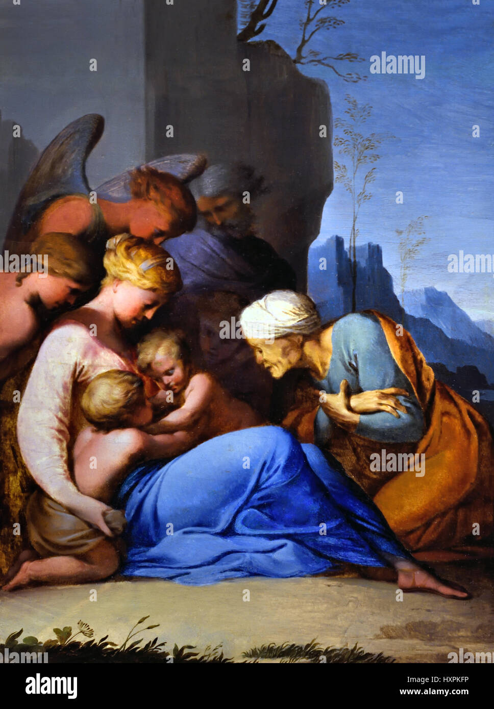 La Sainte Famille avec les Saints et les Anges 1642, Lubin Baugin 1612 - 1663 France Banque D'Images