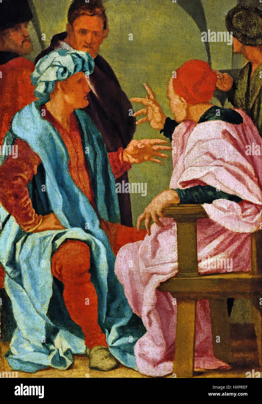 Une discussion de Mirabello Cavalori - 1535 1560 1572 Italie italien. Le sujet était une fois identifié comme Hérode et les trois mages (Nouveau Testament, Matthieu 2 : 7), mais aucune des figures est indiquée avec un roi les attributs. Banque D'Images