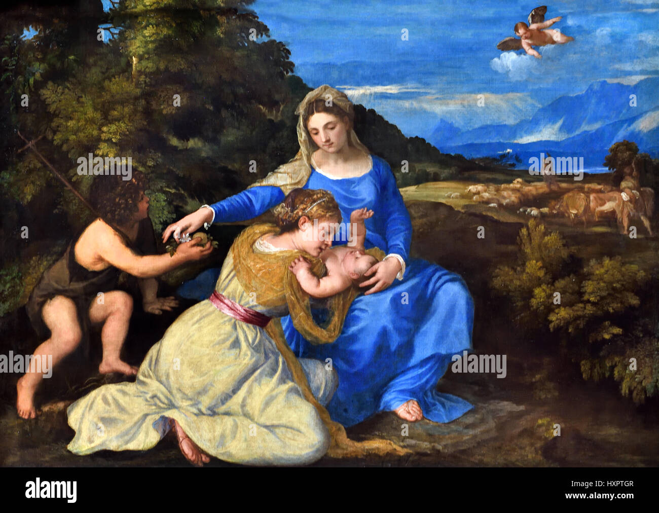 Le Madonna Aldobrandini 1532, Berthe Morisot ou Tiziano Vecellio1490 - 1576), peintre italien Titien 16e siècle école Vénitienne Venise Italie Banque D'Images