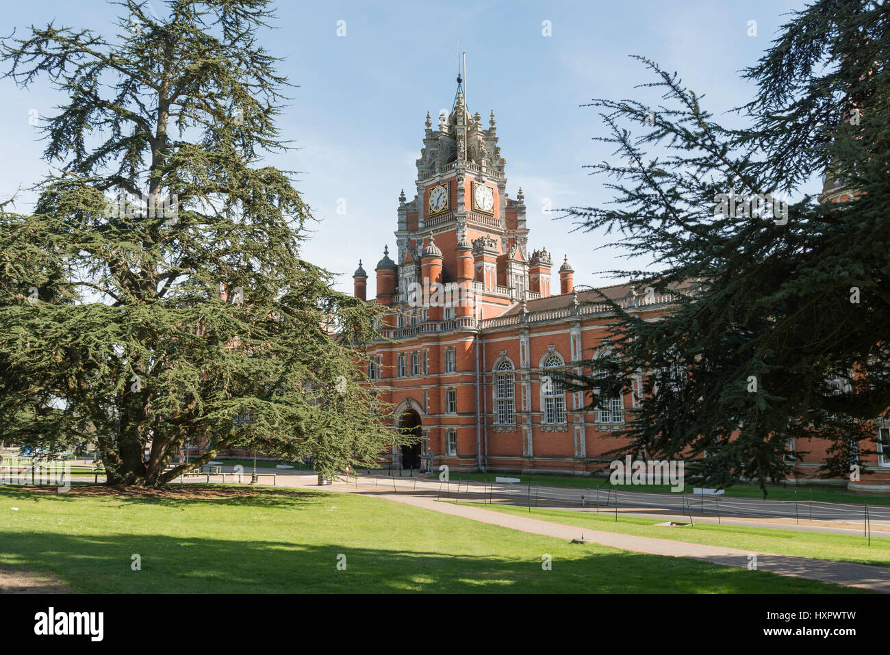 Bâtiment du fondateur, Royal Holloway (Université de Londres), Egham Hill, Egham, Surrey, Angleterre, Royaume-Uni Banque D'Images