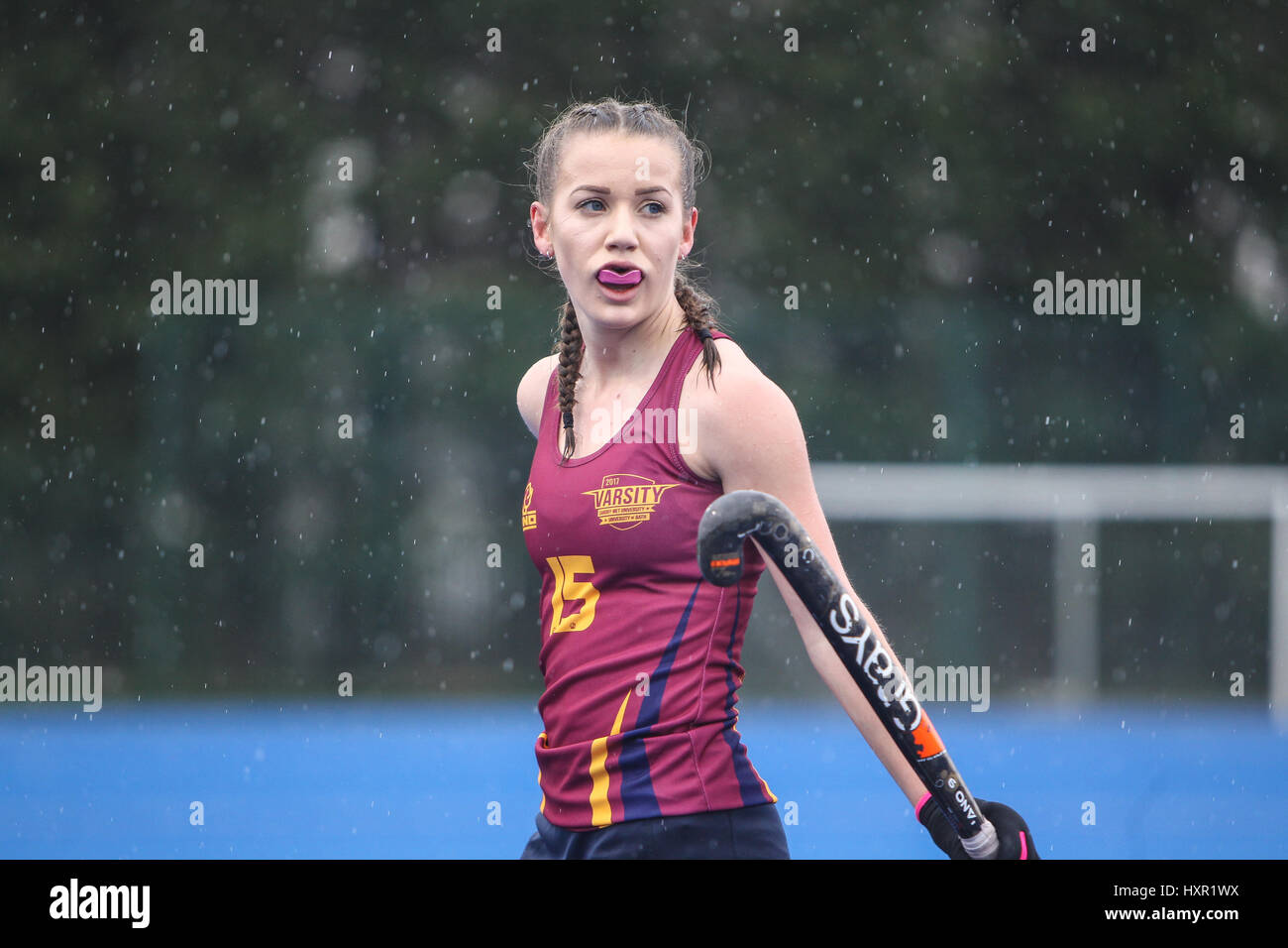 Les images de l'équipe universitaire de 2017 Women's match entre l'Université de Cardiff a rencontré, à l'Université de Bath v Cyncoed Campus, 29 mars 2017 Banque D'Images