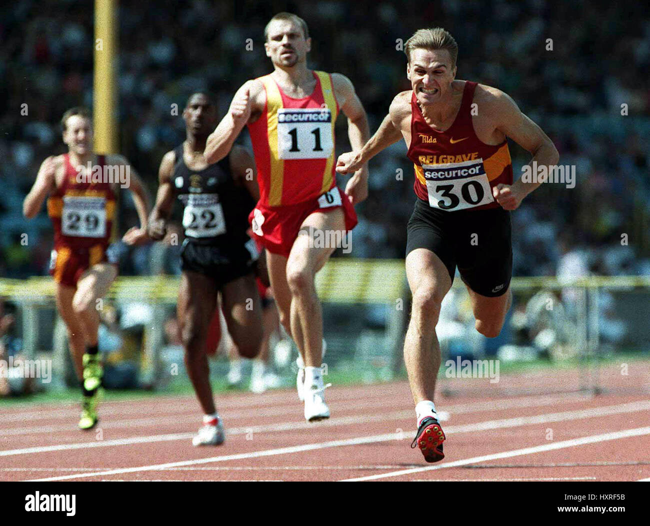 JON RIDGEON 400 mètres haies 18 Juin 1996 Banque D'Images