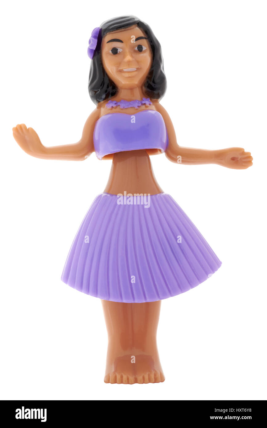 La danse hula girl figure sur fond blanc Banque D'Images