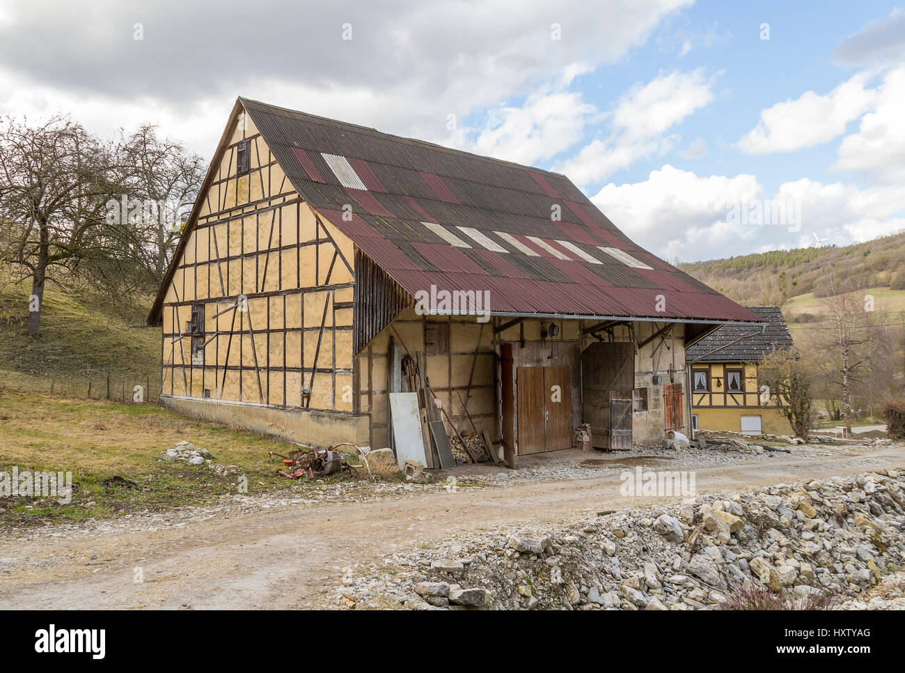 Grange traditionnelle dans la région de Hohenlohe, un salon dans le sud de l'Allemagne Banque D'Images