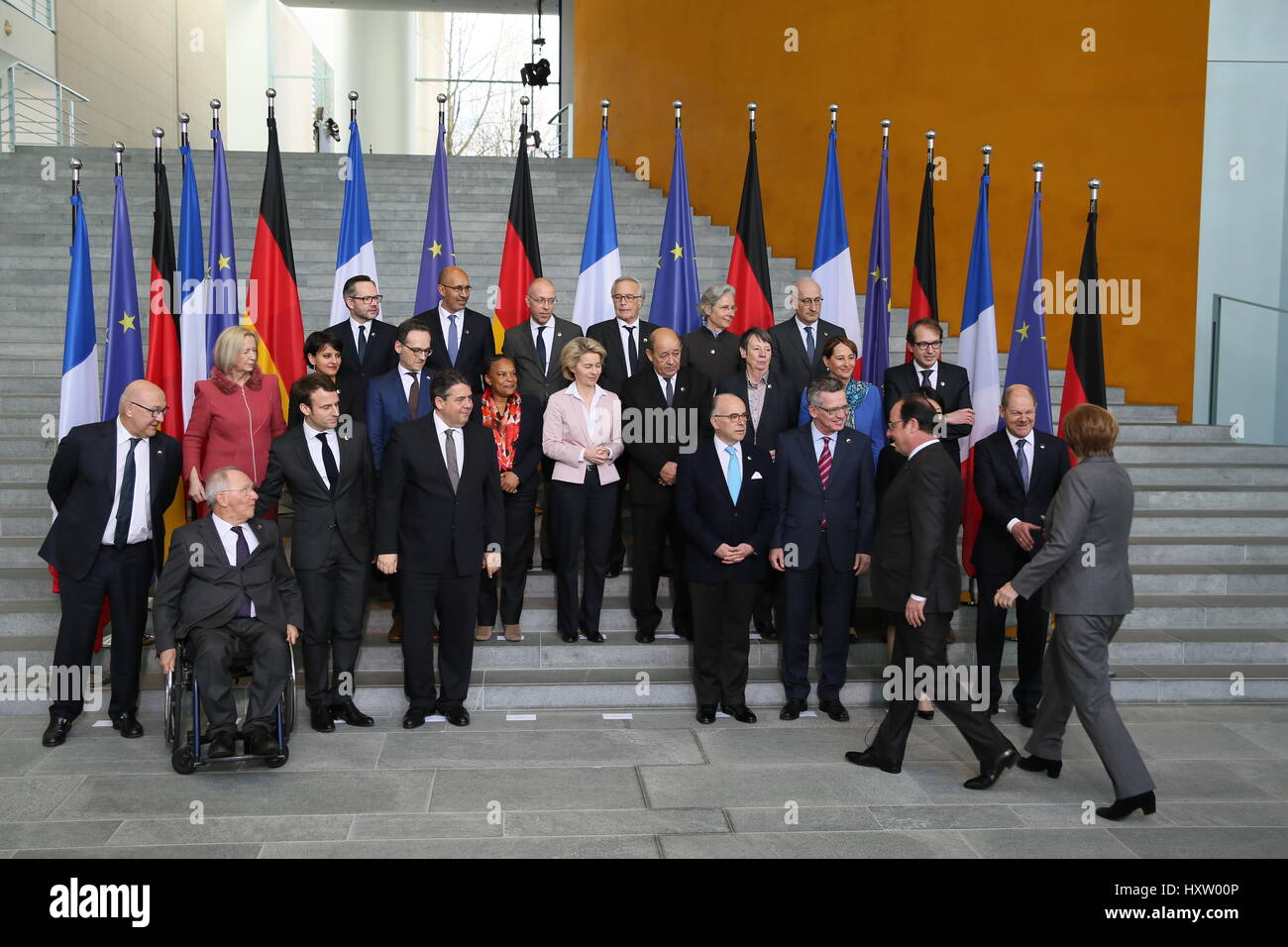Berlin, Allemagne, le 31 mars 2015 : Allemand Français ministre conseil a tenu. Banque D'Images