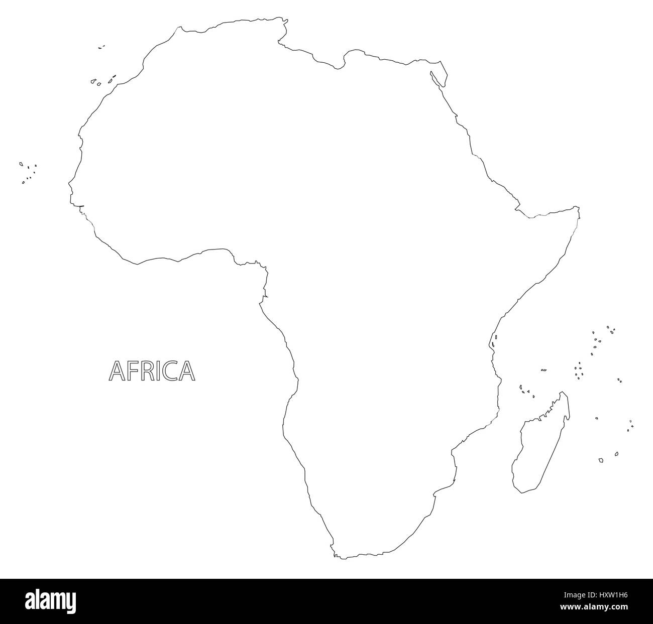 Continent Afrique silhouette contour map illustration Illustration de Vecteur