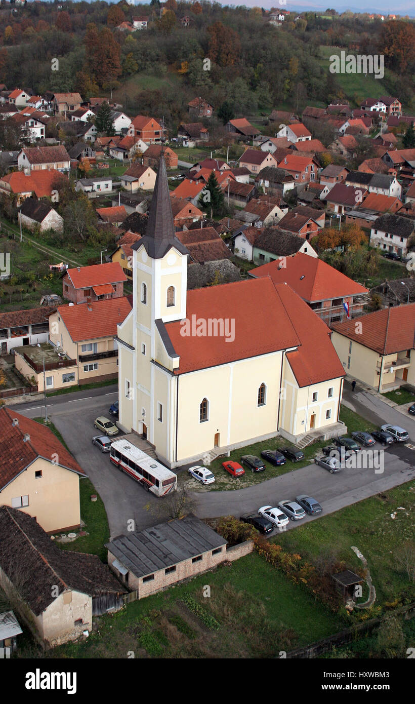 Église paroissiale de Sainte Trinité de Hrvatska Dubica, Croatie Banque D'Images