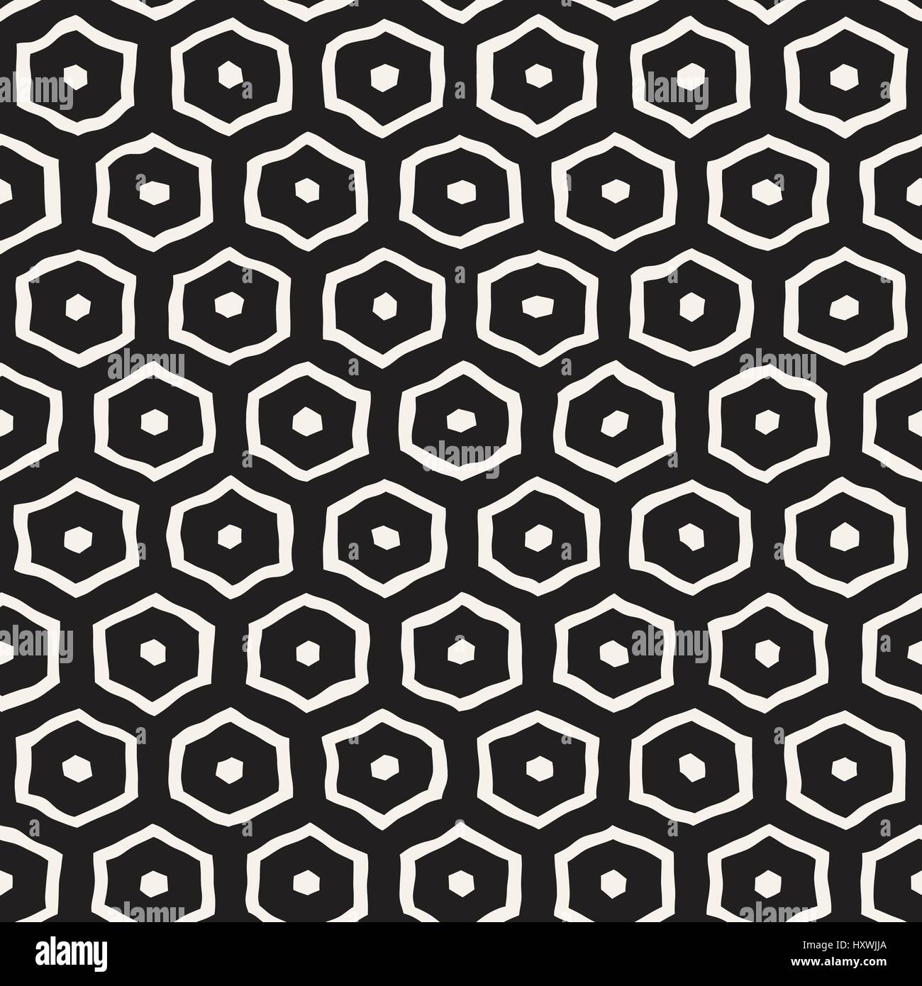 Un motif en noir et blanc avec treillis hexagonal. Monochrome créatif nid d'arrière-plan. à la main Illustration de Vecteur