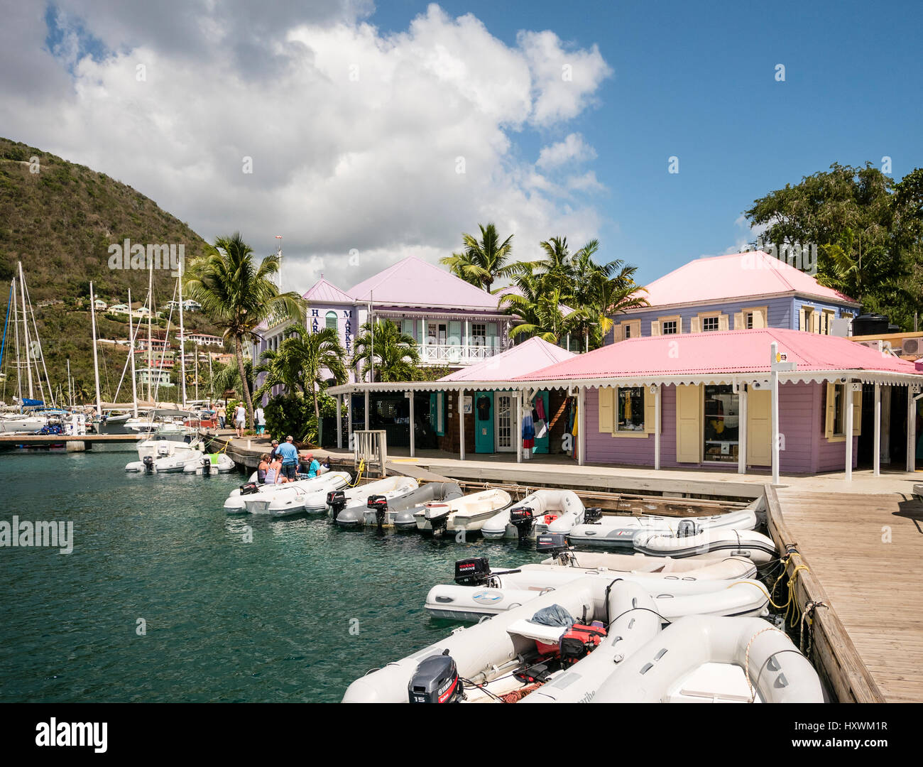 Sopers Hole Quai et Marina sur l'île des Caraïbes de Tortola Banque D'Images