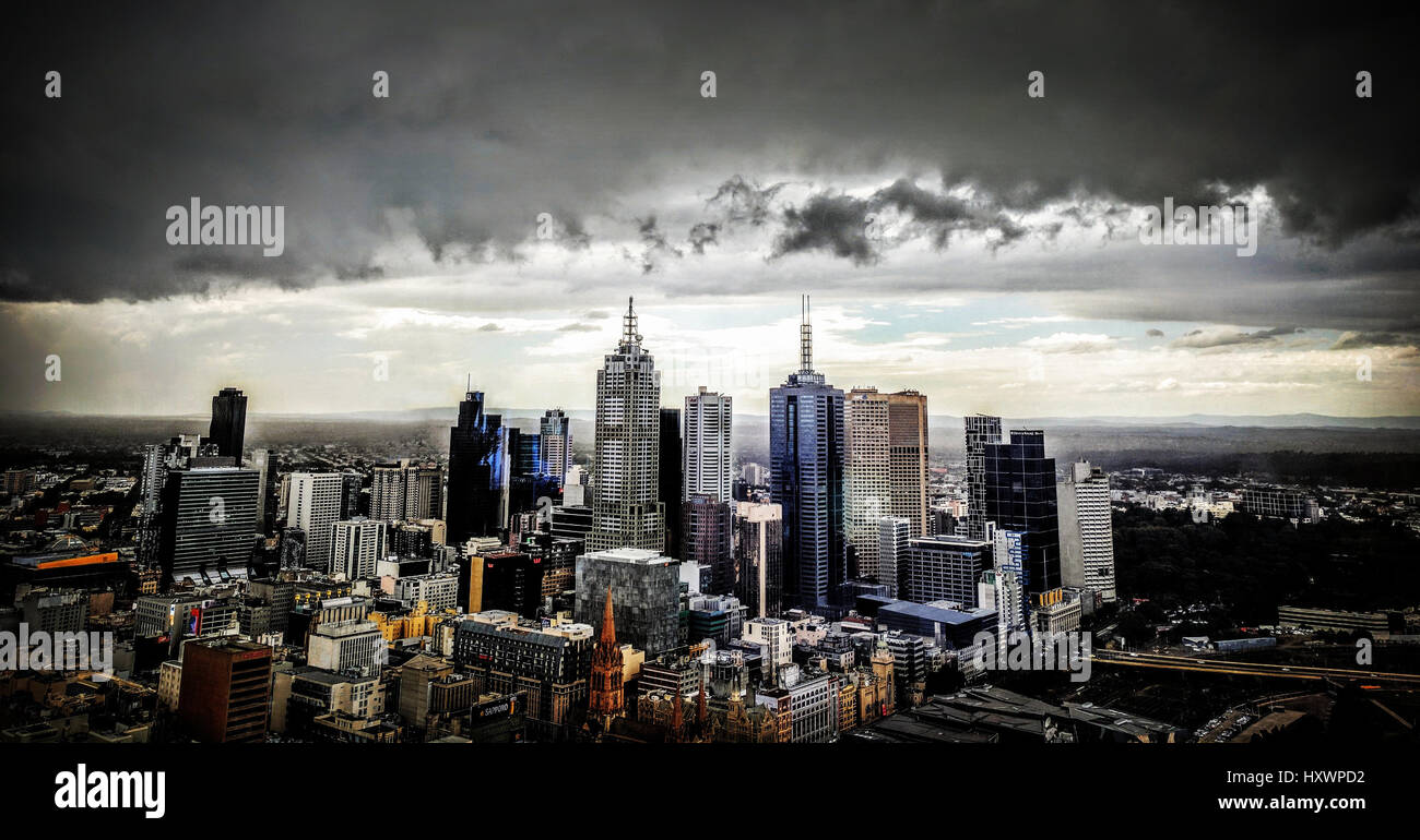 La ville de Melbourne au cours d'une tempête Banque D'Images