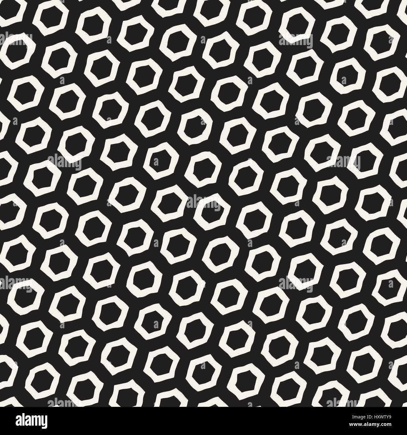 Un motif en noir et blanc avec treillis hexagonal. Monochrome créatif nid d'arrière-plan. à la main Illustration de Vecteur