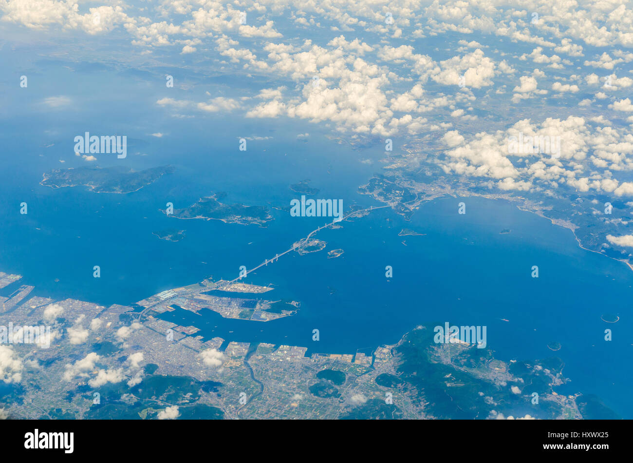 Vue aérienne du Pont Seto Ohashi au Japon Banque D'Images