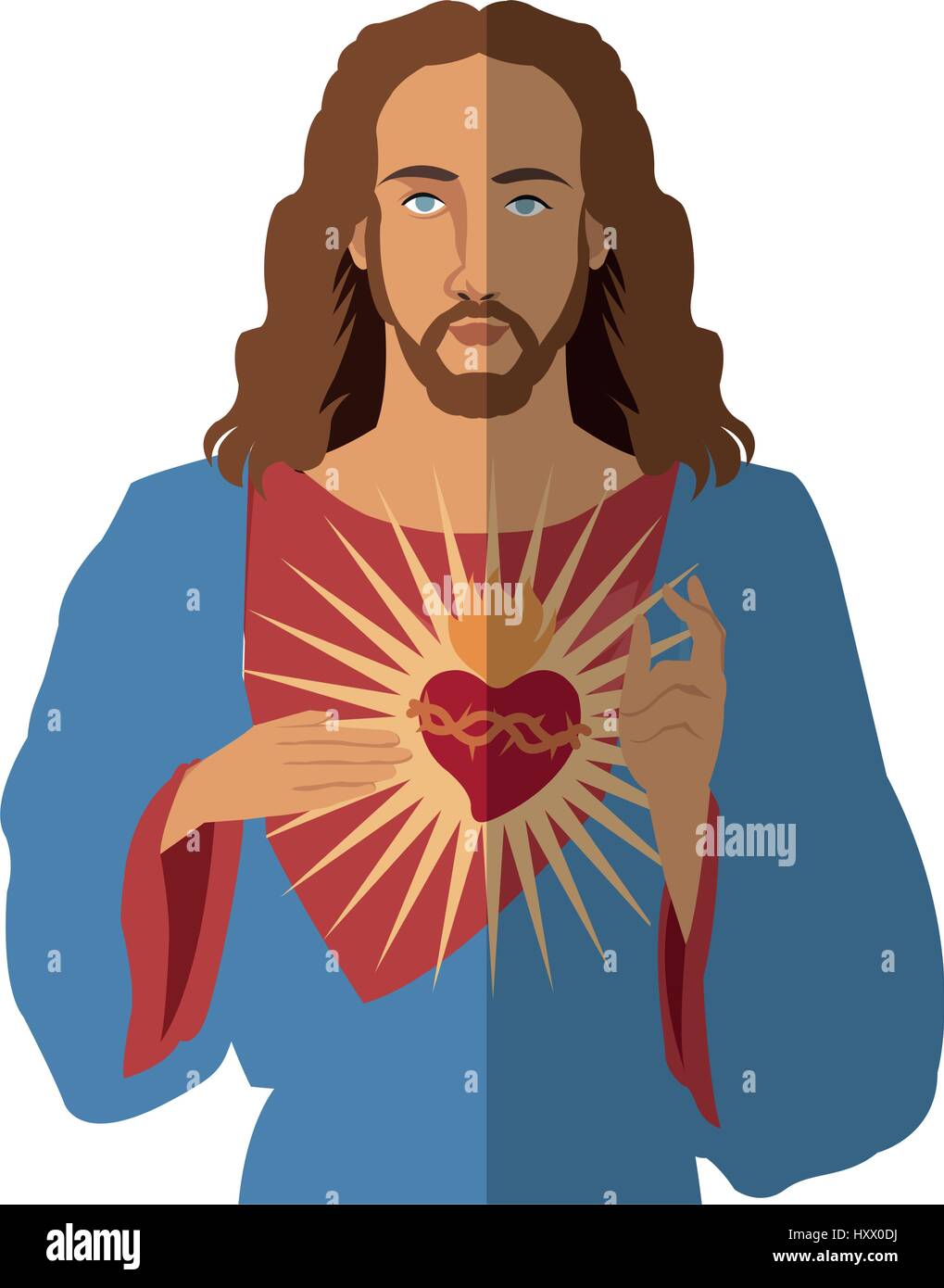 Jésus Christ homme à Sacré coeur sur fond blanc. design coloré. vector illustration Illustration de Vecteur