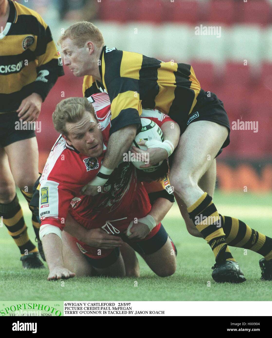 TERRY O'Connor & JASON ROACH WIGAN WARRIORS V CASTLEFORD T 23 Mai 1997 Banque D'Images