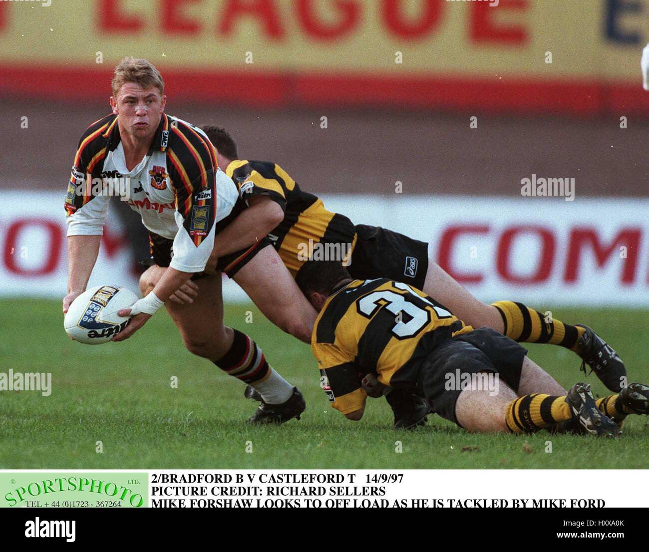 MIKE FORSHAW & MIKE BRADFORD BULLS FORD V CASTLEFORD T 14 Septembre 1997 Banque D'Images