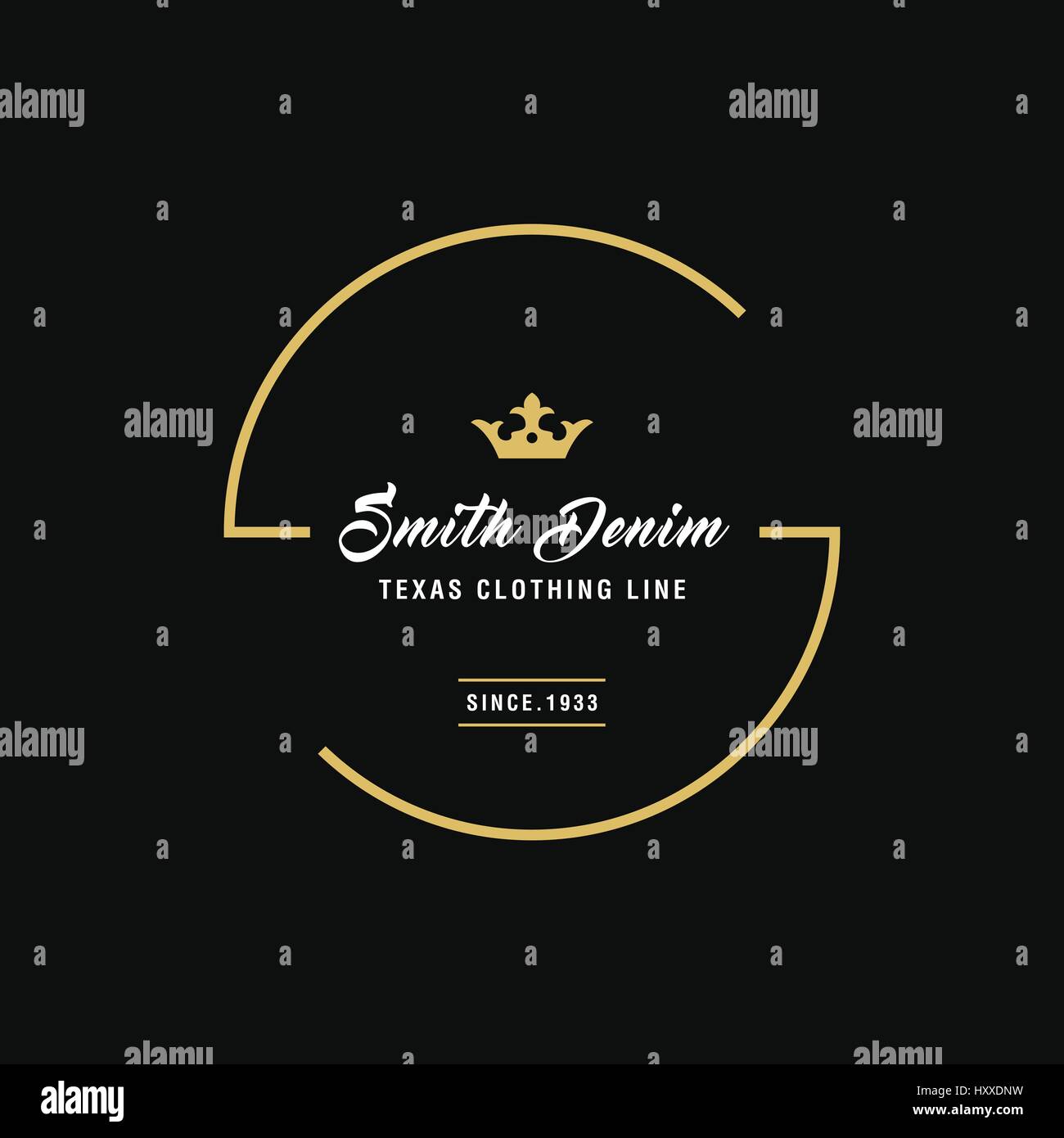 La ligne de vêtements en denim vintage et design de l'étiquette Illustration de Vecteur