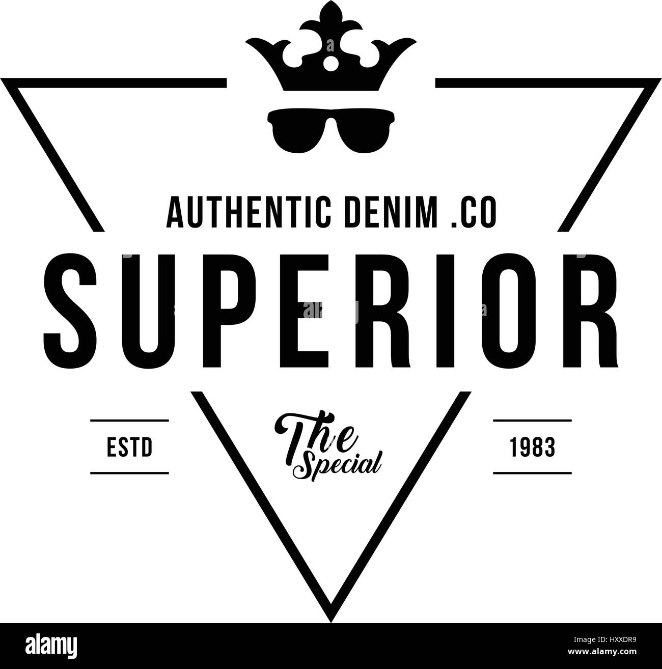 La ligne de vêtements en denim vintage et design de l'étiquette Illustration de Vecteur