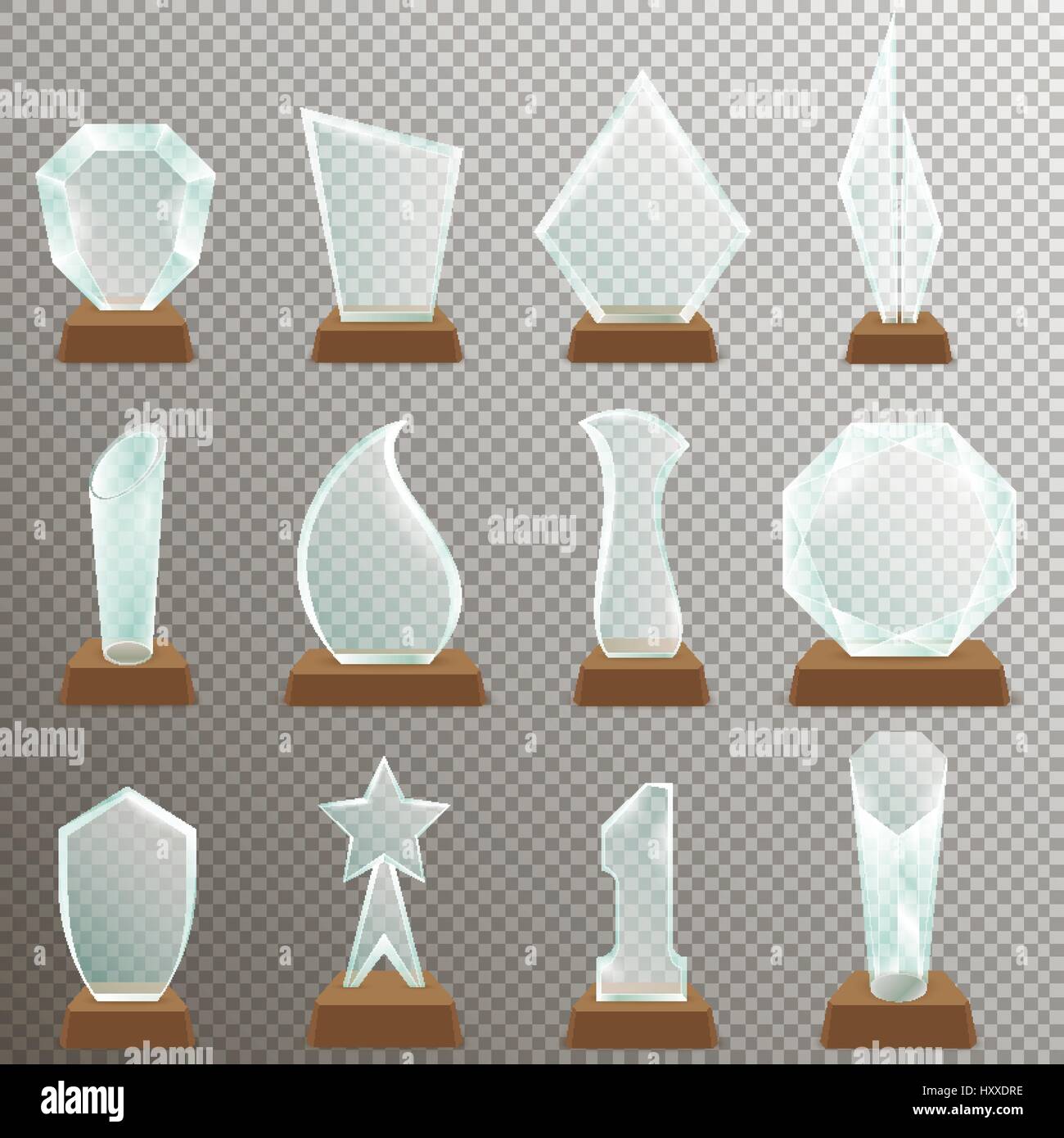 Ensemble de trophées transparent verre Illustration de Vecteur