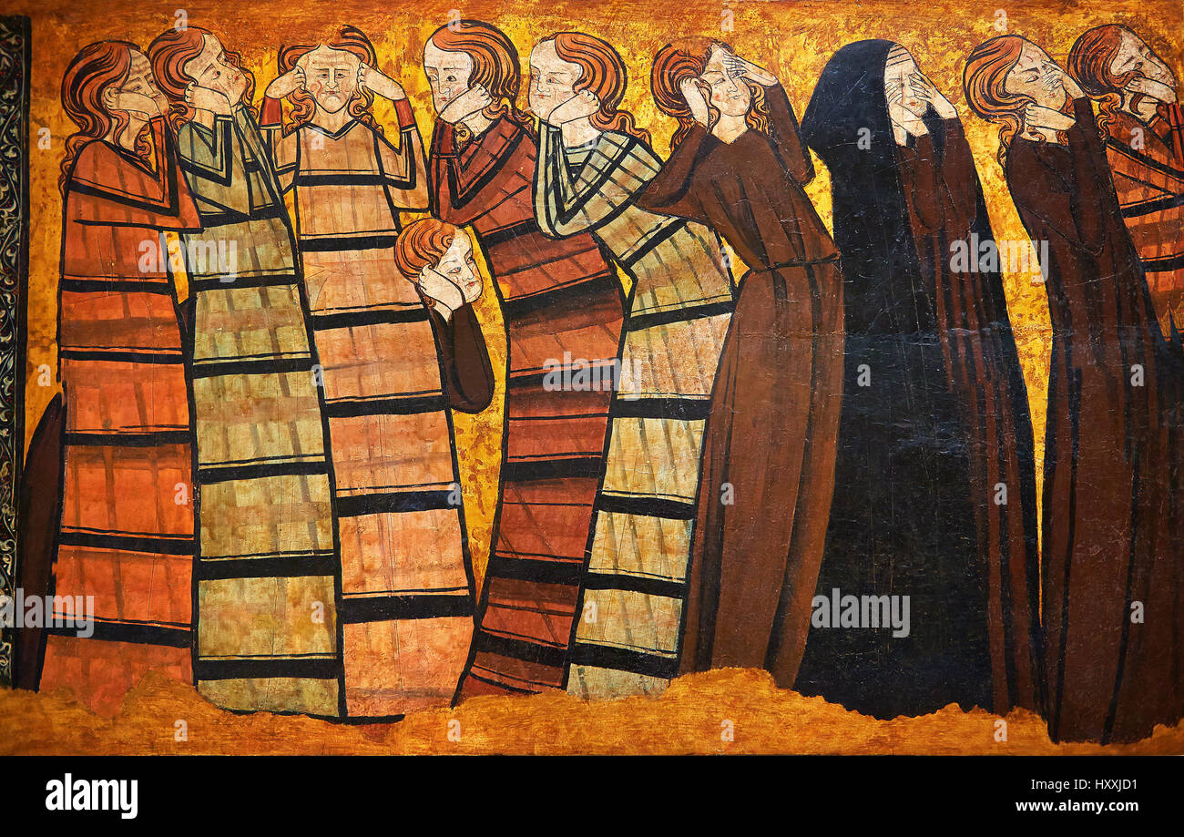 La peinture gothique 'Pleurants' vers 1295. Musée national d'Art Catalan, Barcelone, Espagne, inv no : 004372-005. Banque D'Images