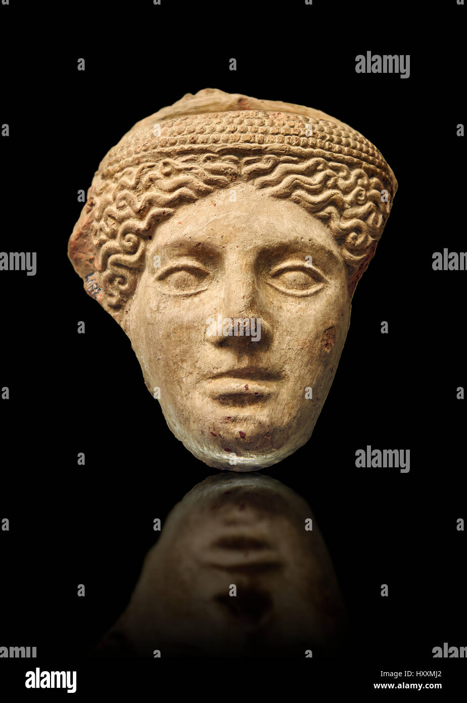 3e - 2e siècle avant J.-C. L'architecture étrusque voitive de plaques, les femmes Musée Archéologique National de Florence, Italie , fond noir Banque D'Images