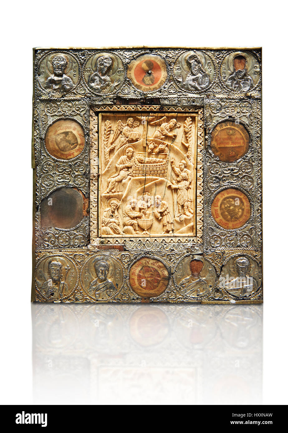 L'icône médiévale Christian relief représentant des scènes de la Nativité, byzantine, Constantinople, 11e ou 12e siècle. Inv. OA 11399, Musée du Louvre, Banque D'Images