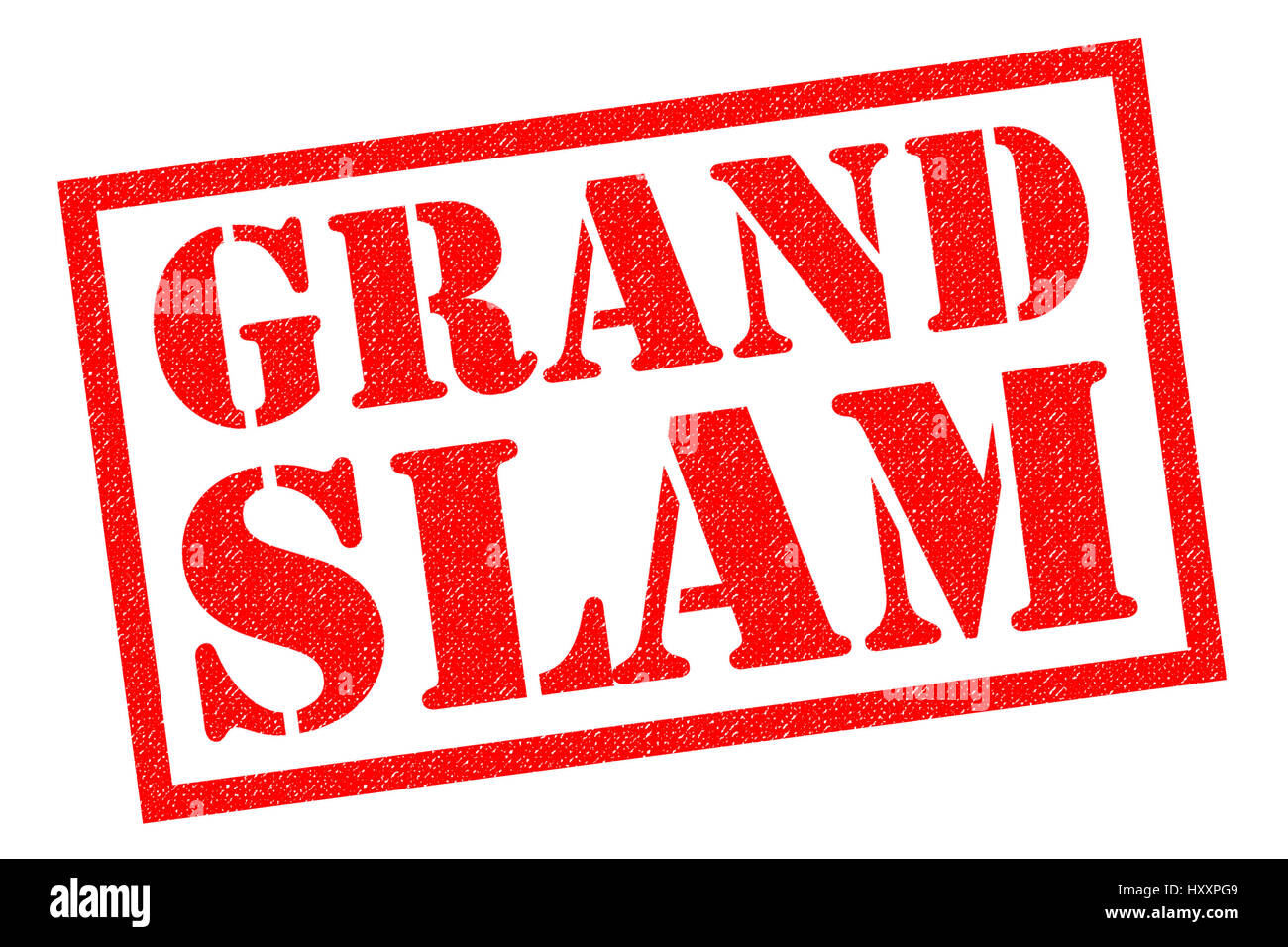 GRAND SLAM de tampon en caoutchouc rouge sur un fond blanc. Banque D'Images