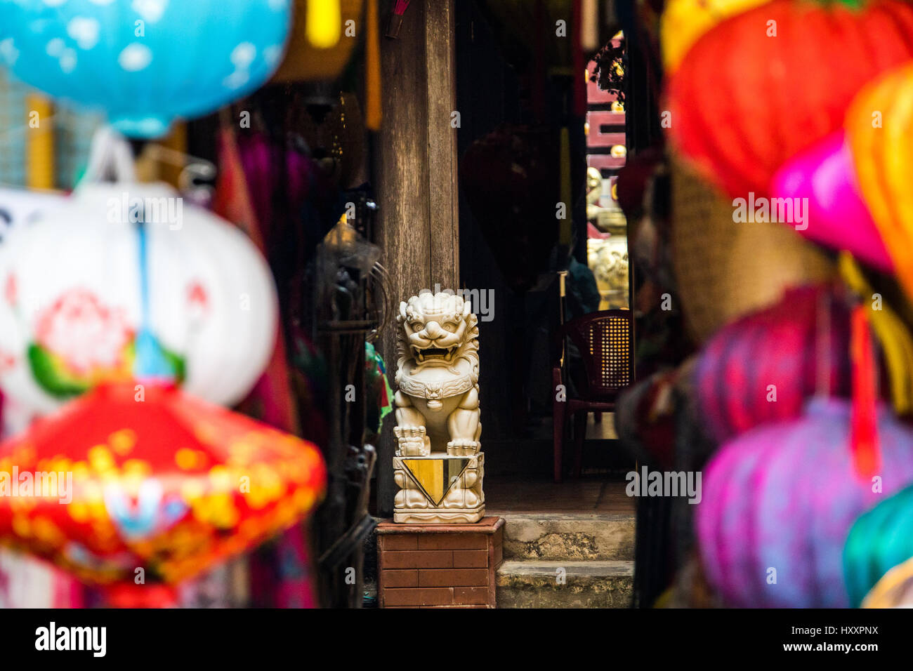 Lanternes colorées dans de vieux Hoi An, Vietnam Banque D'Images