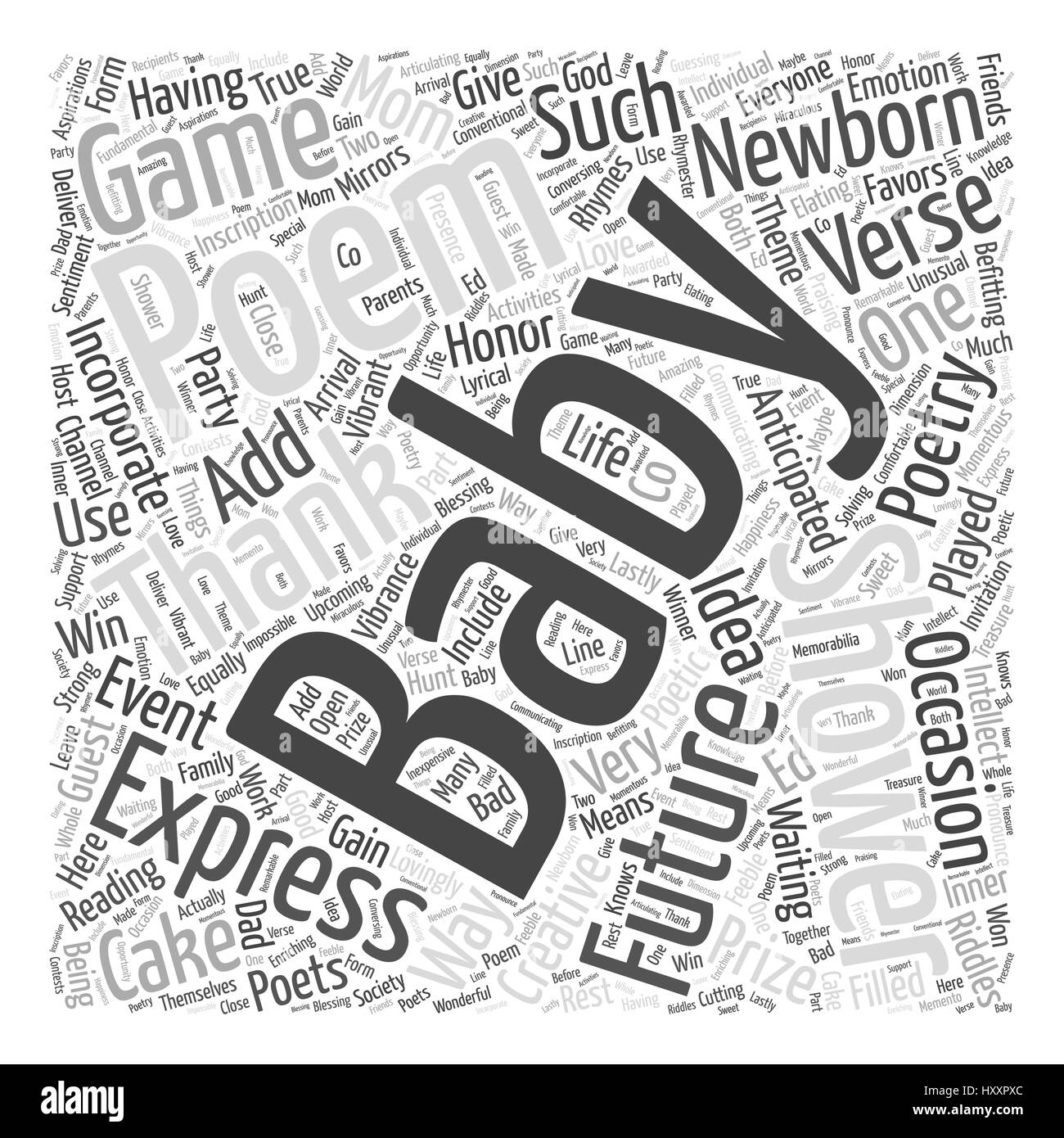 Douche de bébé poèmes mot Concept Cloud Illustration de Vecteur