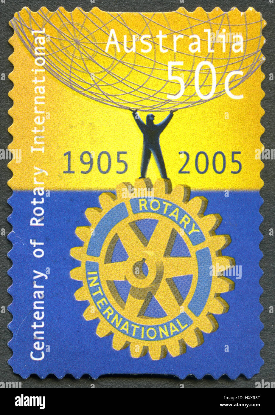 Australie - VERS 2005 : un timbre-poste utilisé à partir de l'Australie, la célébration du centenaire du Rotary International, vers 2005. Banque D'Images