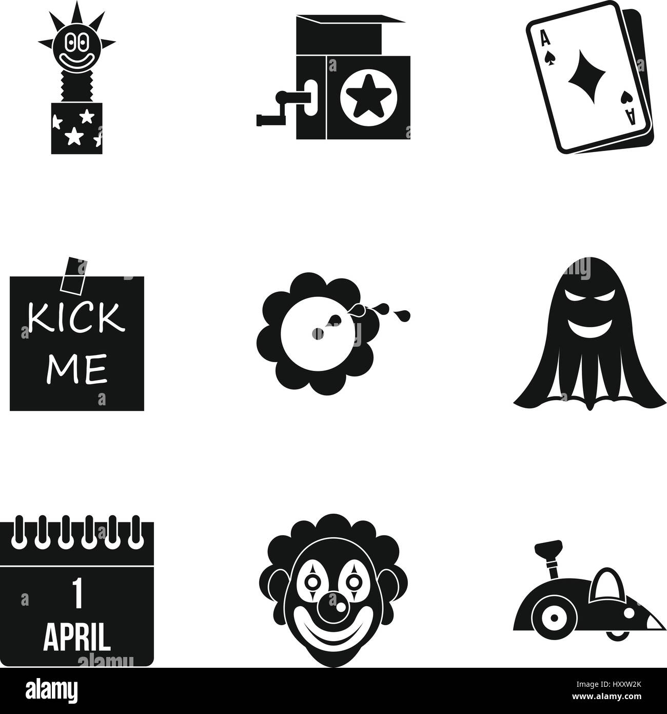 Premier avril, le style simple icons set Illustration de Vecteur