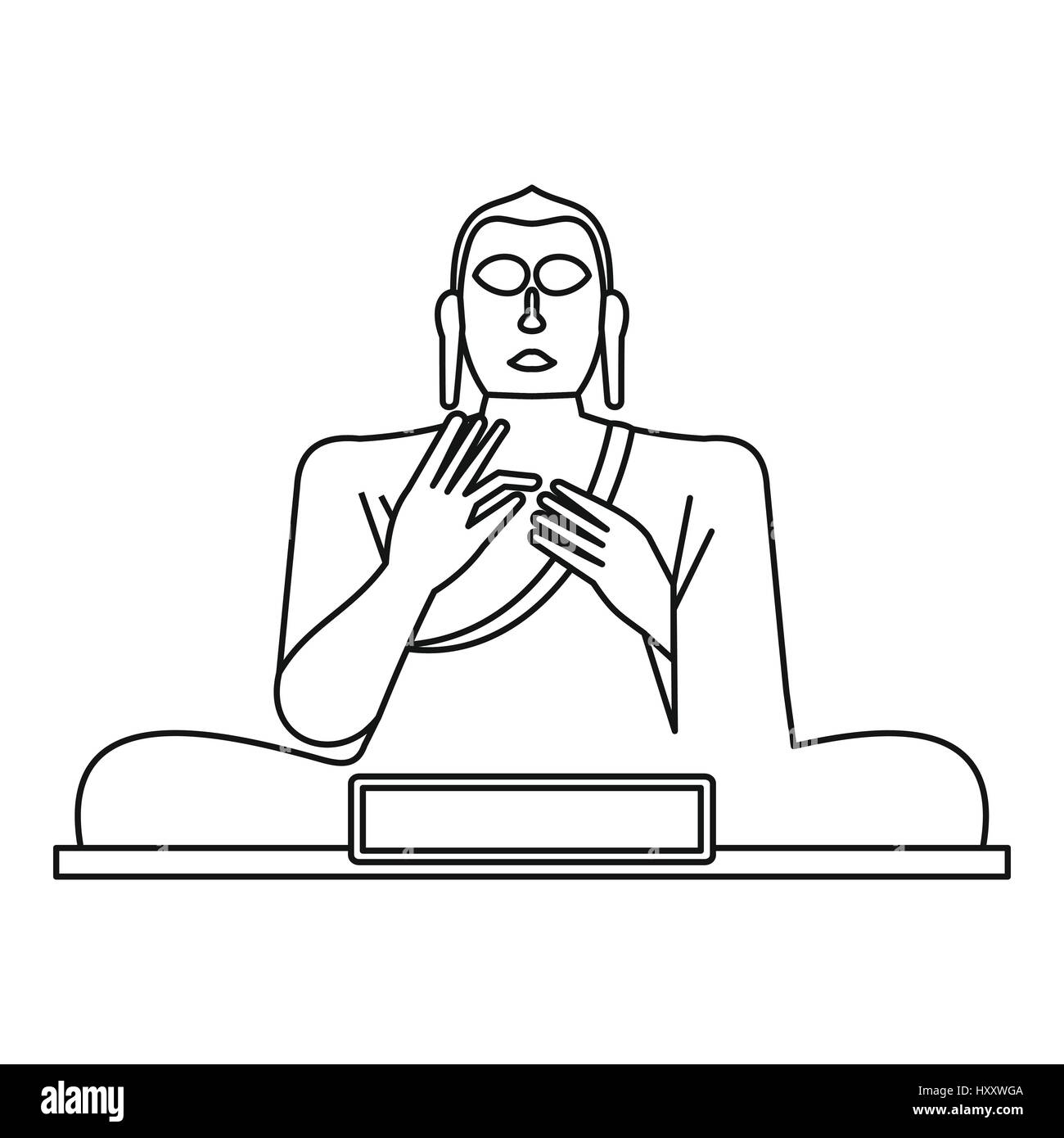 Statue de Bouddha, l'icône de style contour Illustration de Vecteur