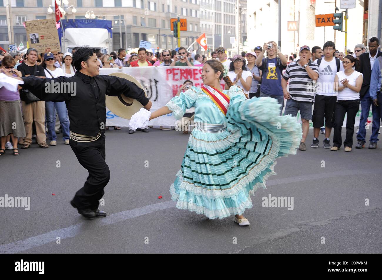 Milan (Italie), de manifestation pour les droits des immigrants Banque D'Images