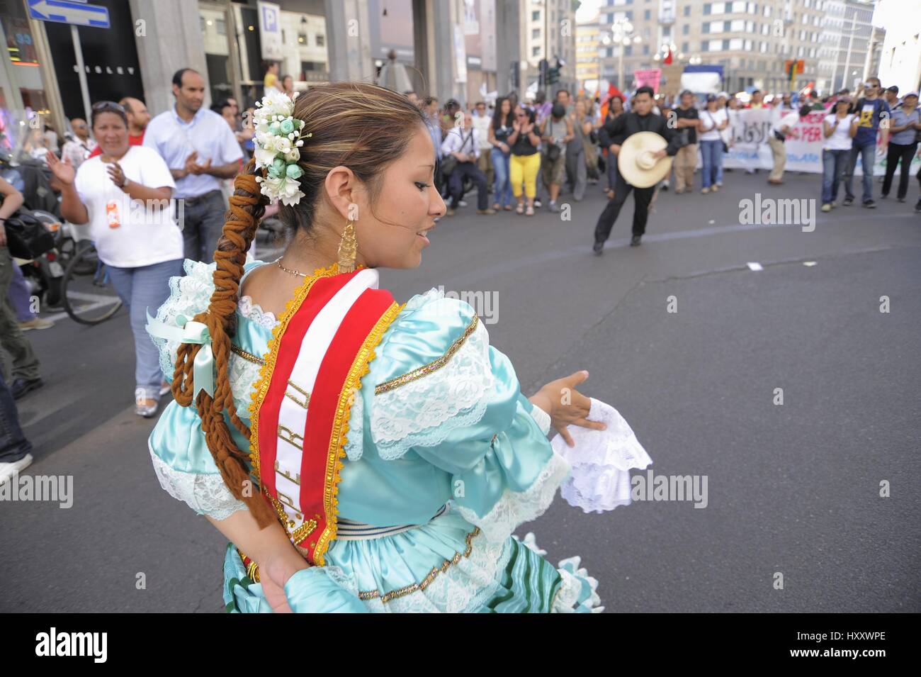 Milan (Italie), de manifestation pour les droits des immigrants Banque D'Images
