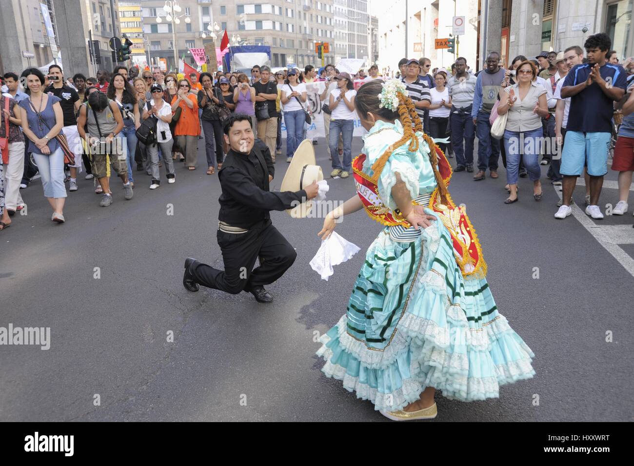 Milan (Italie), de manifestation pour les droits des immigrants Banque D'Images