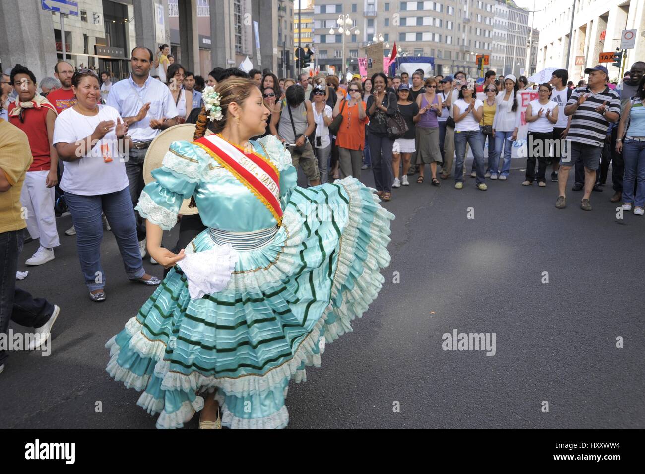Milan (Italie), de manifestation pour les droits des immigrants Banque D'Images