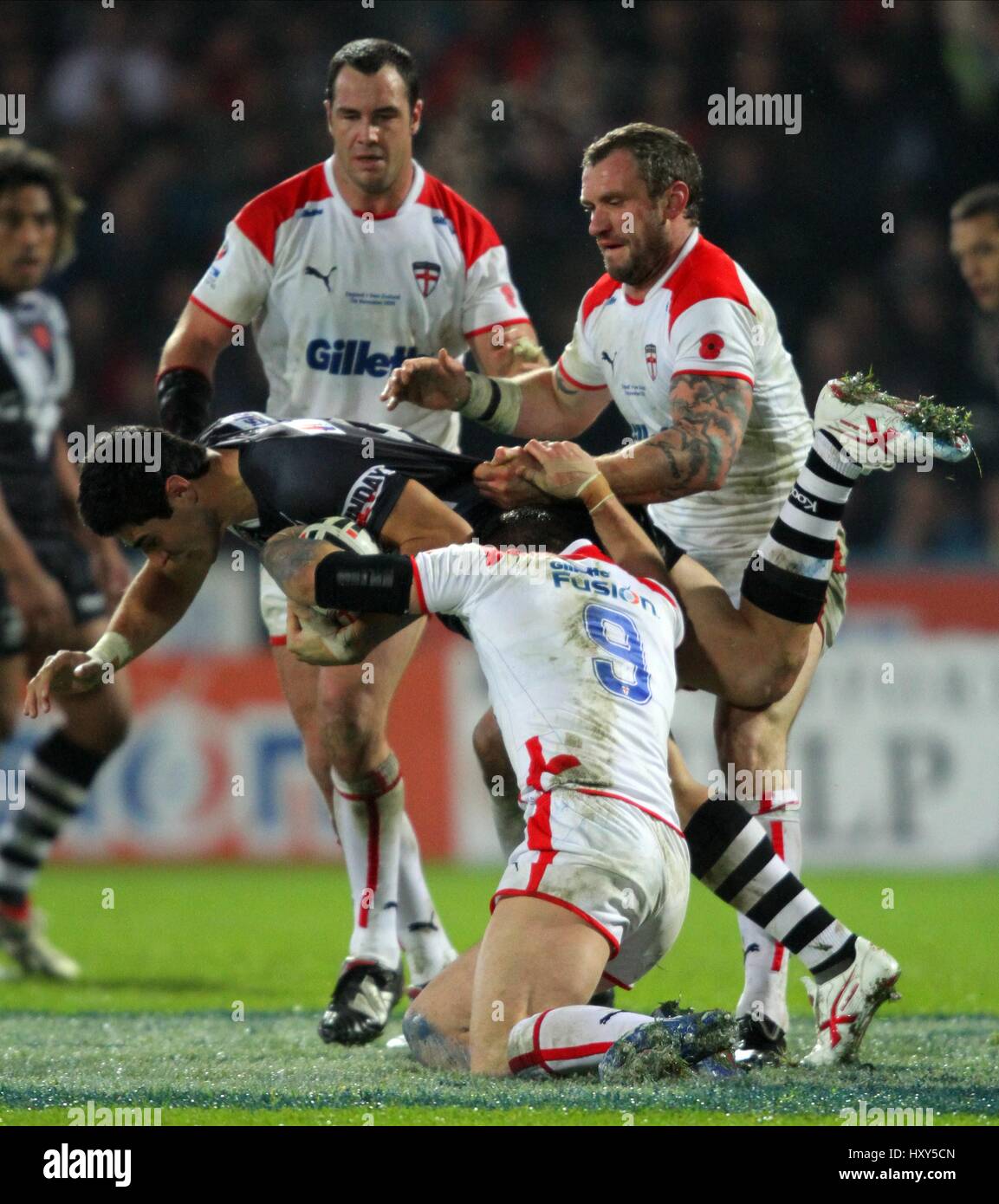 U.F RUGBY LEAGUE ANGLETERRE INCONNU V Nouvelle-zélande STADE GALPHARM HUDDERSFIELD ANGLETERRE 07 Novembre 2009 Banque D'Images