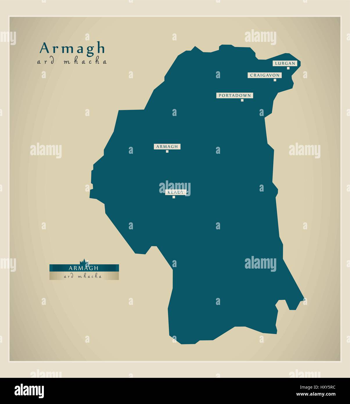 Carte moderne - Armagh UK Illustration de Vecteur