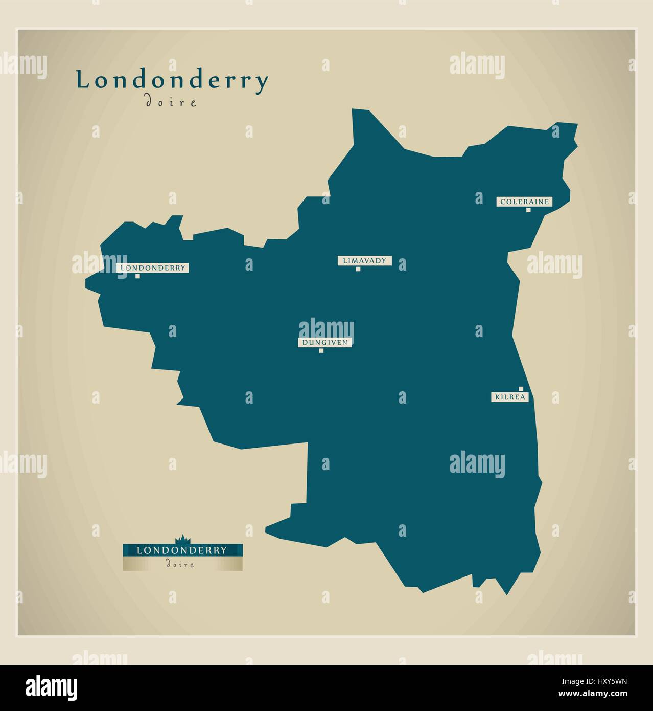 Carte moderne - Londonderry UK Illustration de Vecteur