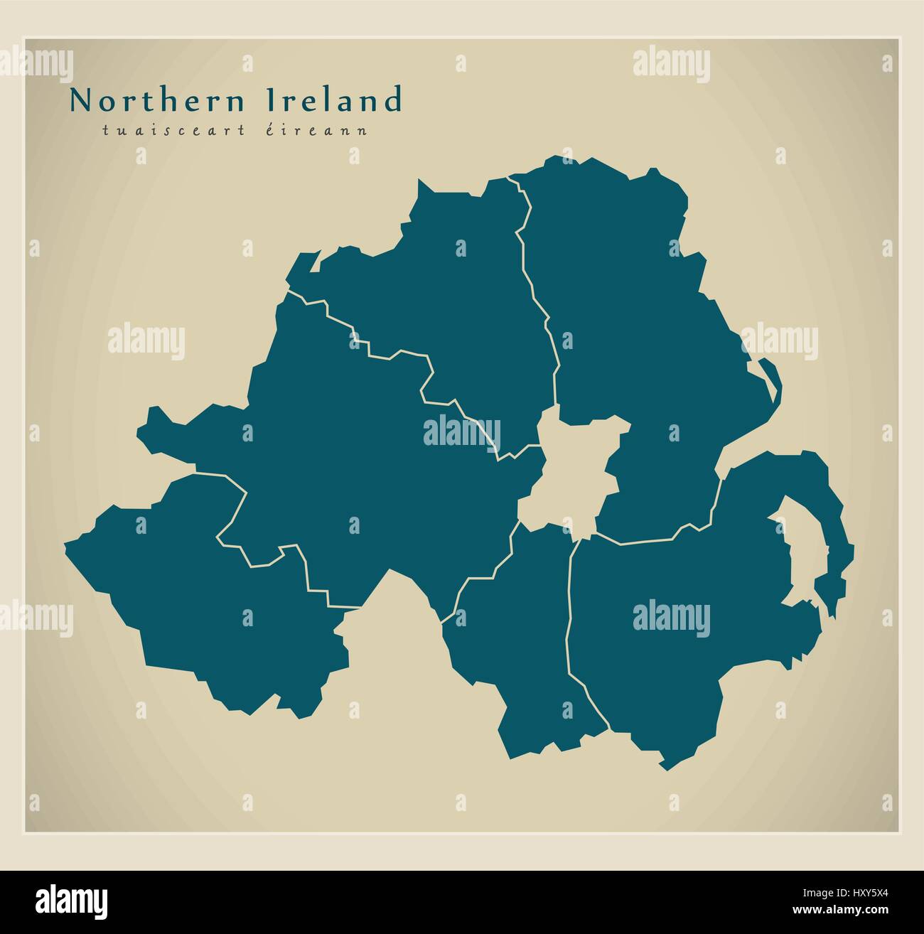 Carte moderne - l'Irlande du Nord avec les comtés UK Illustration de Vecteur
