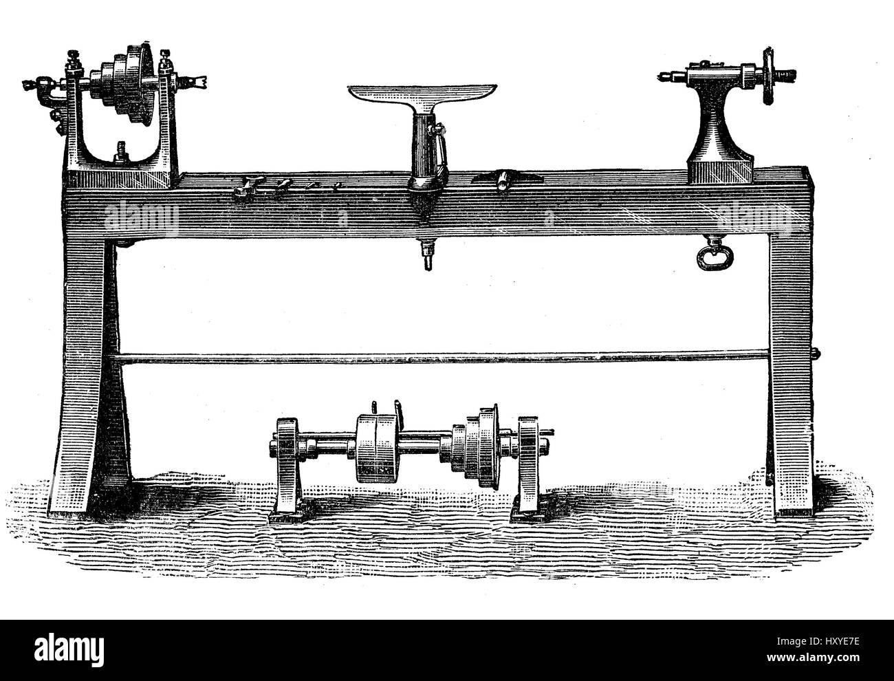 Le travail des métaux, de tourner au tour, banc de gravure vintage Banque D'Images