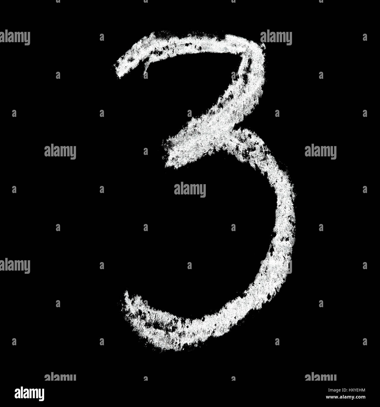 - Trois numéros de craie sur fond noir Banque D'Images