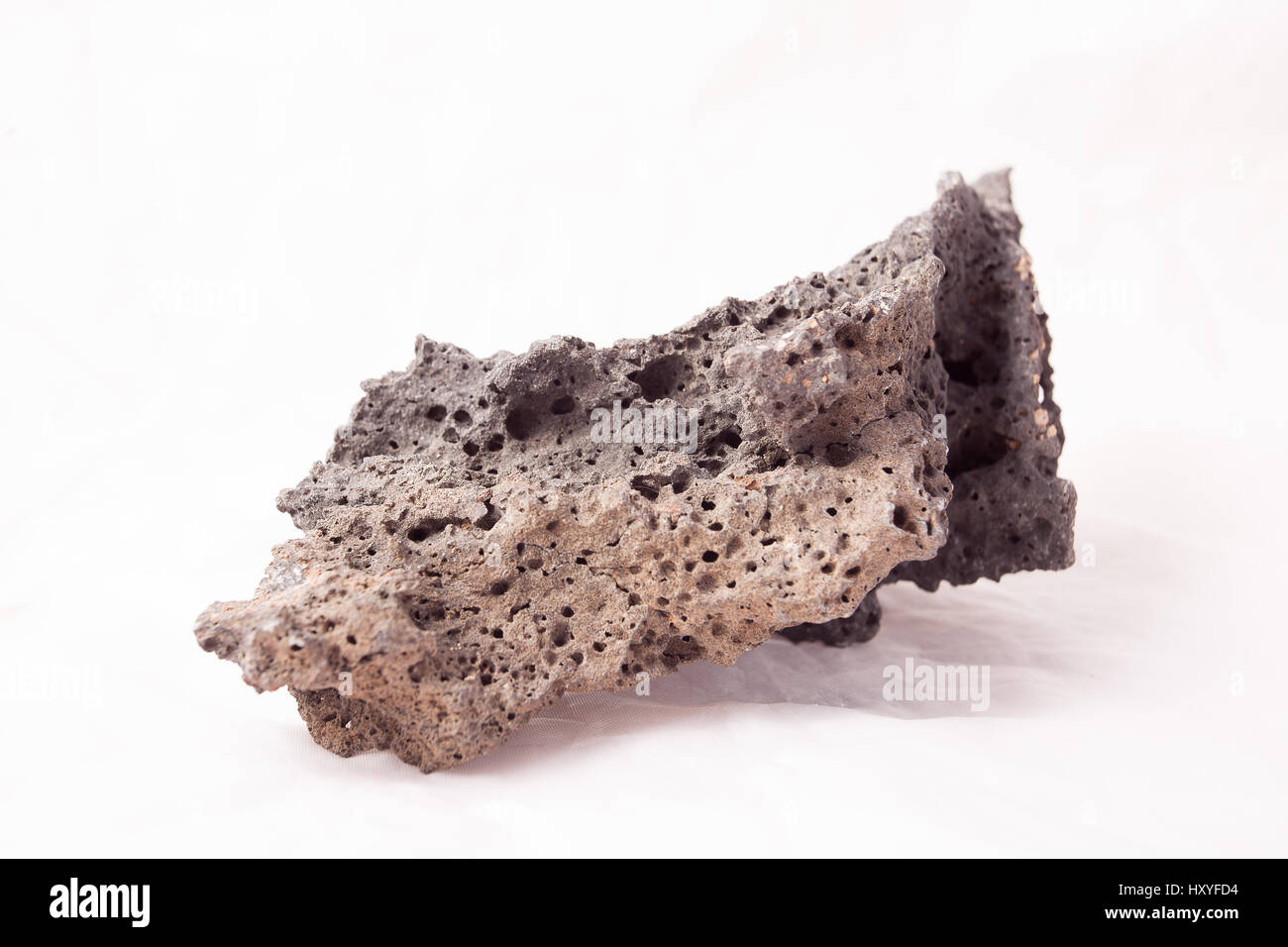 La pierre de lave morceau en studio sur fond blanc. Banque D'Images